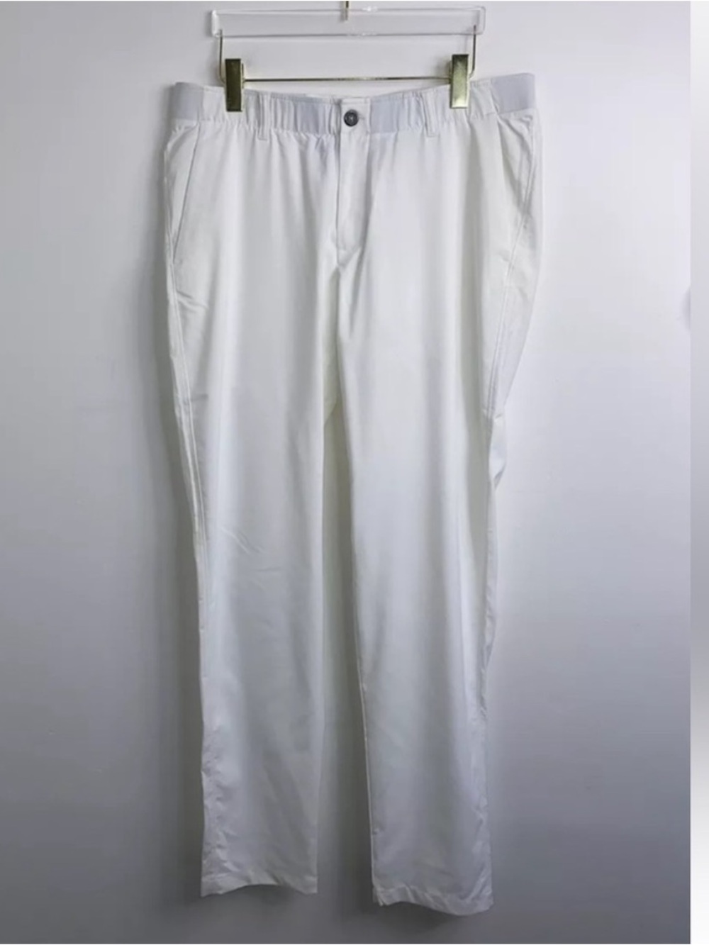 Under Armour Drive Golf Pants Mens 35x35.5 White Lightweight Stretch Flat Front